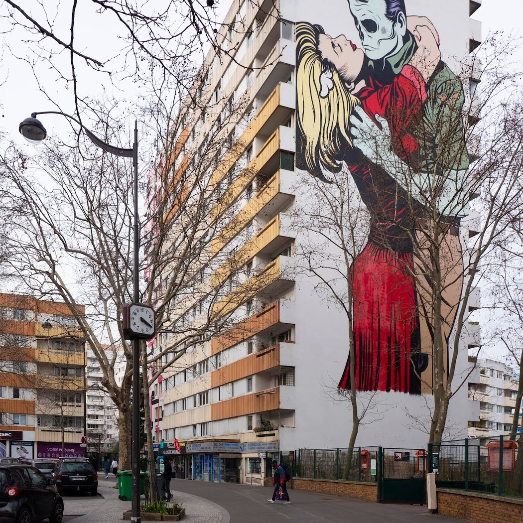 street art l'étreinte de la mort 1